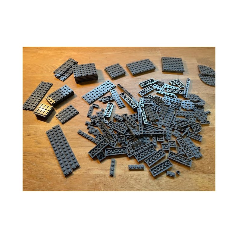 Brugt LEGO Plader, M�rkegr� 001